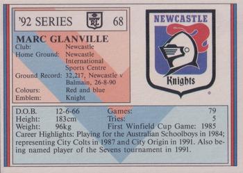 1992 Regina NSW Rugby League #68 Marc Glanville Back